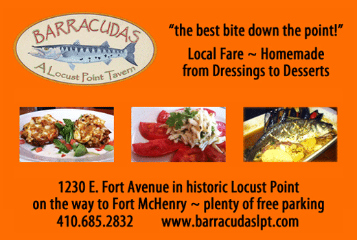 Barracudas Tavern Local Fare ~ Homemade from Dressings to Desserts, Mouthwatering Crabcakes, Crab &amp; Tomato Appetizer, Fresh Whole Fish with Mussels, Locust Point Baltimore MD