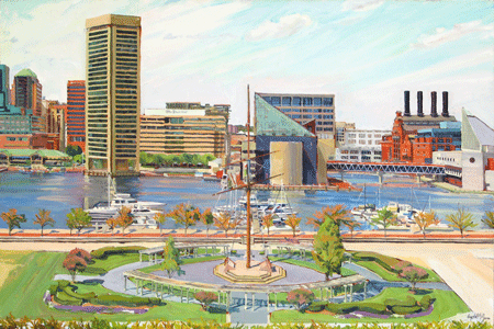 Crystal Moll Original Art "Disappearing Views" of the Baltimore Harbor from Federal Hill