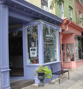Colorful Sidewalk View of Crystal Moll Gallery and Shops on South Charles Street in Federal Hill Baltimore MD