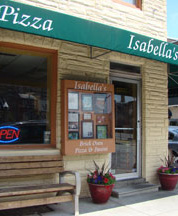 Isabella's Brick Oven Pizza entrance on the corner of High Street and Stiles Street in Little Italy Baltimore MD