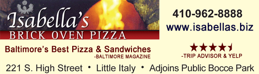 Isabella's Brick Oven Pizza awarded Baltimore's Best Pizza & Sandwiches by Baltimore Magazine, Little Italy MD