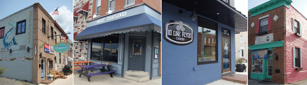 Locust Point Favorites - Images of Barracuda's Tavern, Sweet Caroline's, In Like Flynn Tavern, Dessert Fantasies, Baltimore MD