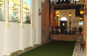 la Scala Ristorante Italiano Indoor Bocce Ball Court with Italian Seaside Mural Little Italy Baltimore MD