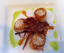 Beautifully Presented Delicious Scallops with Bacon Dish at The Point in Fells Baltimore MD